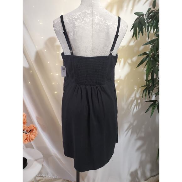 Old Navy NWT Womens Linen Blend Mini Cami Dress Size LP Black Pockets Minimalist - Picture 3 of 13